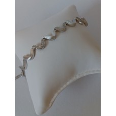 Ασημένιο βραχιόλι κυματιστό με πέτρες (SB23)